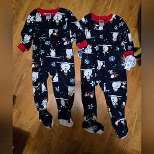24 month snowman zipper footed pjs